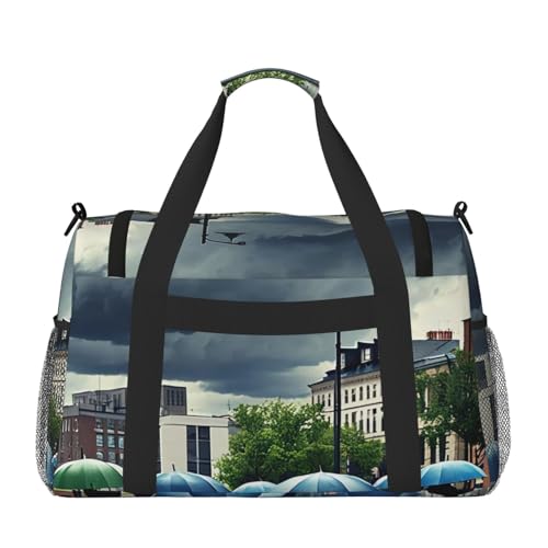 Sadness Stormy Day Umbrellas Print Travel Duffel Bag for Men & Women, Foldable Travel Bags and Spacious Weekender Tote Bag for Storage Toiletry Luggage Personal Item2