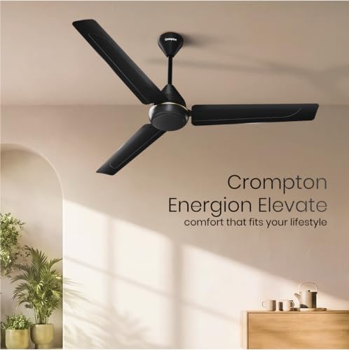 Image of Crompton Energion Elevate 1200mm BLDC Ceiling Fan | Remote Control | BEE 5 Star Energy Rating | Superior Air Delivery |High Speed | 3 Year Manufacturer Warranty | Matt Black