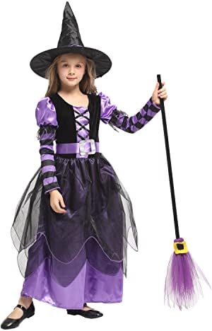 Narecte Halloween Costumes for Girls Halloween Costumes,Witch Costume for Girls Witch Costume,Kids Witch Costume Purple M