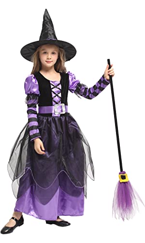 Narecte Halloween Witch Costume for Girls - Purple, Size L