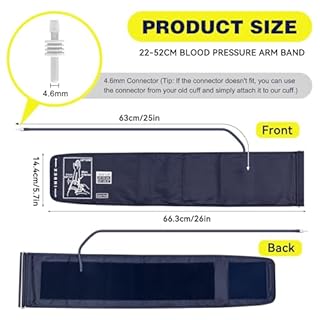 Misuratore da Braccio Pressione Sanguigna 22-52 cm con Connettore, Portatile Bracciale Misuratore Pressione per Adulti Anziani, non Inclusa Macchina (Con 4.6mm Connettore)