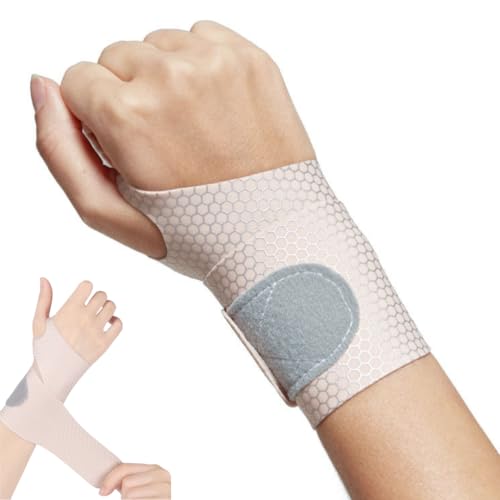 手首サポーター 固定 薄手 手首保護 通気性 腱鞘炎 捻挫 保護 親指ホール付き 軽量 スポーツ用 家事 育児 リストラップ パソコン作業 男女兼用 左右兼用 (ピンク)