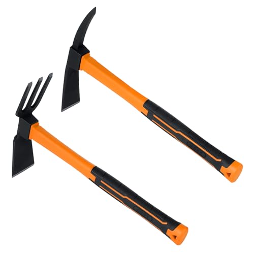 NAUKII 2pcs Garden Hoe Comfortable Handle Hoes for Garden Work Carbon Steel Outdoor Tools（Orange） by NAUKII - Used condition - US$22.32