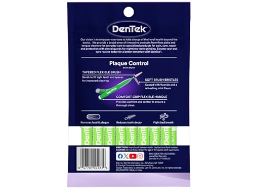 Image of DenTek Easy Brush Interdental Cleaners, Extra Tight Between Teeth Brushes, Plaque Control, Dental Picks for Oral Care, Flexible Brush, 16 Count (Pack of 6)
