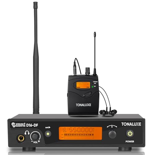 Image of Wireless in Ear Monitor System, PRO UHF IEM System Mono with Metal Rack Mountable Transmitter, 1 Bodypack Receiver with Earphone, 100 Adjustable Frequencies, 262ft Operation for Singers Bands