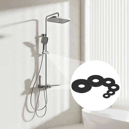 UNINGYI 150 Stück Gummi Unterlegscheiben, Gummischeibe Unterlegscheiben Schwarz, Durchmesser 30/25/20/16/12/10.5mm, Flachgummidichtungen, Verschleißfeste wasserdichte Schraube Gummiflachdichtung