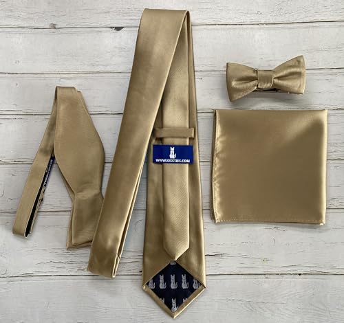 Image of KissTies 6PCS Satin Pocket Square Plain Color Handkerchief Gift Set