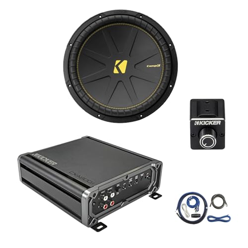 Kicker CXA800.1 800 Watt Class D Mono Car Audio Amplifier with Dual Bass Remote, Wiring Install Kit, 15