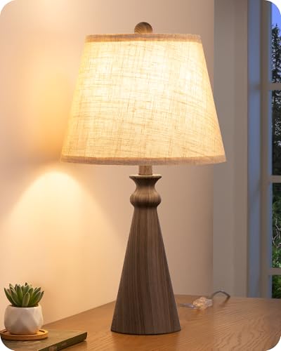 EDISHINE 21.85" Farmhouse Table Lamp, Rustic Bedside Lamp,