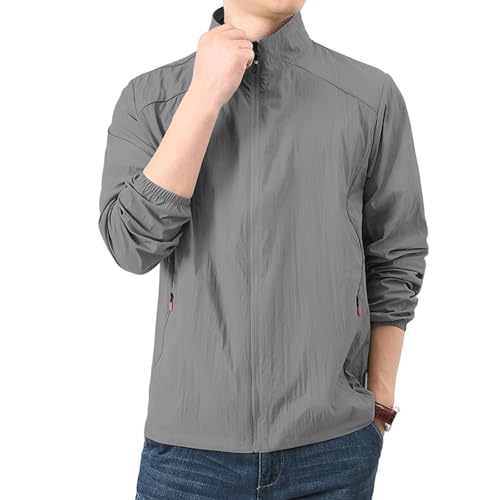 Mens Windbreaker Jackets Lightweight Packable Waterproof Rain Jacket Long Sleeve Zip-Front Trench Coat4