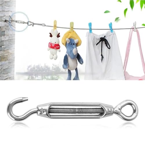Tensor de acero inoxidable 304 para accesorios de tienda de campaña M4 con gancho para cable, 1 pieza miniatura 6