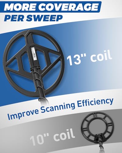 Image of 13 inch Metal Detector for Adults Professional, Larger & Waterproof Search Coil Improve Detect Efficiency, 5 Modes & Pinpoint, High Accuracy & Strong Anti-Interference, Adjustable Sensitivity
