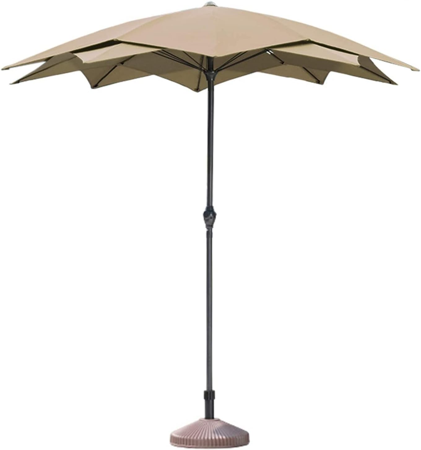 Parasol Umbrella Beach Patio Umbrella with Base Included, Small Bistro Plants Shade Advertising Umbrella, Sun Protection Outdoor Table Umbrella (Color : Khaki)