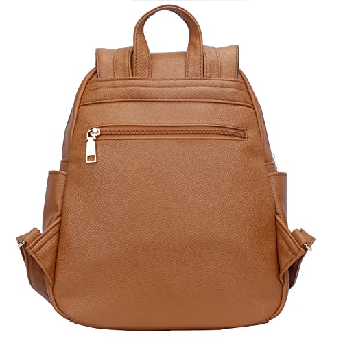 Image of KKXIU Quilted Trendy Leather Backpack Purse for Women and Ladies Shoulder Travel Daypacks Bags (Brown)