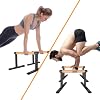 Wooden Parallel Bar and Dip Bar with Thick Beech Handles, Push-up Bar, Rock-Free Fitness Equipment for Handstand, L-Sit, Gymnastics, Strength Training Home Gym,500lbs