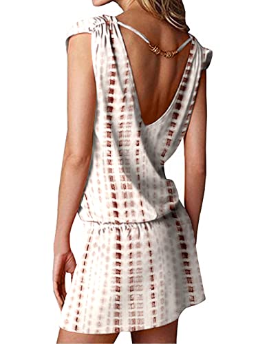 Hount Women's Beach Bathing Suit Swimsuit Vacation Pool Cover Ups Summer Swimwear(Flower Coffee,Medium) - Image 2