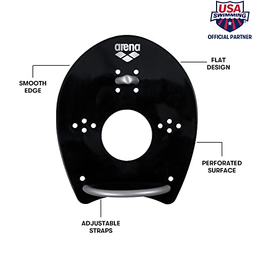 Arena Unisex Adult Elite Swim Hand Paddle For Technique Training Pool Exercise Equipment, Flat Design, Black/Silver, Large #TOP1