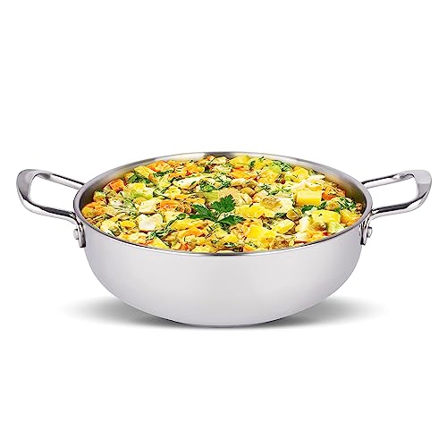 GAZELLE Kadhai Stainless Steel Kadai Heavy Bottom Deep Fry Kadai