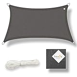hanSe® Marken Sonnensegel Sonnenschutz HDPE Trapez 4/5 x 4 m Graphit