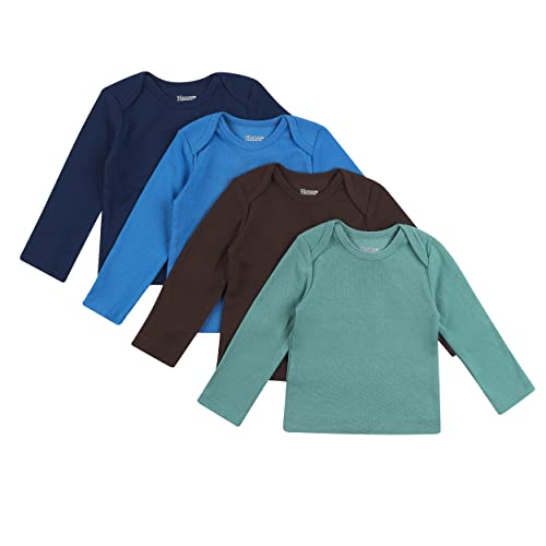 Image of Hanes Baby and Toddler Long Sleeve Flexy Soft Knit Expandable Shoulder Pullover Undershirt (4 Pack)