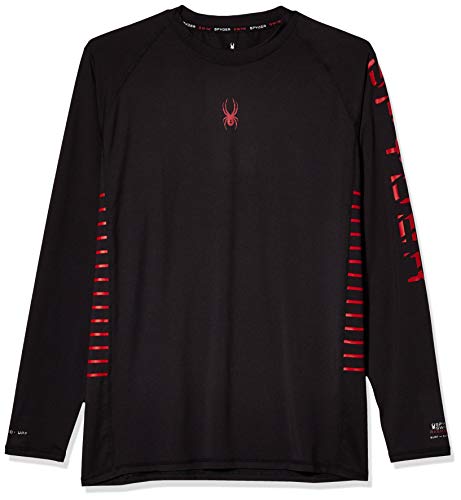 Spyder Men's Solid Side Stripe Long Sleeve Rashguard, Black, Medium