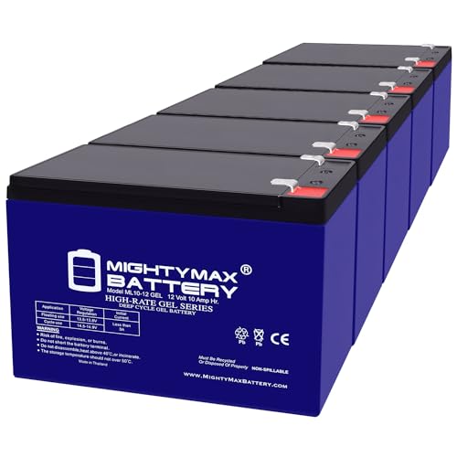 Mighty Max Battery 12V 10AH GEL F2 Replacement Battery Compatible with Power Sonic Mobility Scooter - 5 Pack