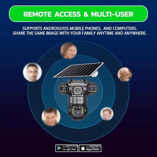 Image of Active Pixel 4G Solar Powered 4MP CCTV Camera with 2+1 Lens | PTZ 360 Wireless Outdoor Security Camera | Motion Detection, SIM Card Slot, 2-Way Audio, IP66 Waterproof - G12
