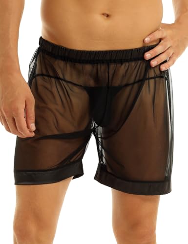Men's Sheer Mesh Loose Boxer Shorts See Through Swimming Trunks Bottoms Breathable Panty Underwear4