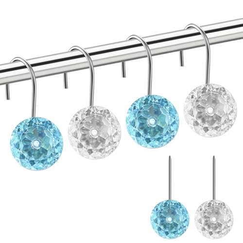 Gosuoa 12PCS Teal Decorative Shower Curtain Hooks, Teal Bathroom Decor by Gosuoa - Used condition - US$6.98