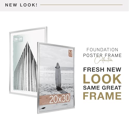 Image of MCS Foundation 20x30 Poster Frame Traditional Silver, Vertical & Horizontal Wall Hanging Large Picture Frame for Photos, Posters & Art Prints (1-Pack)