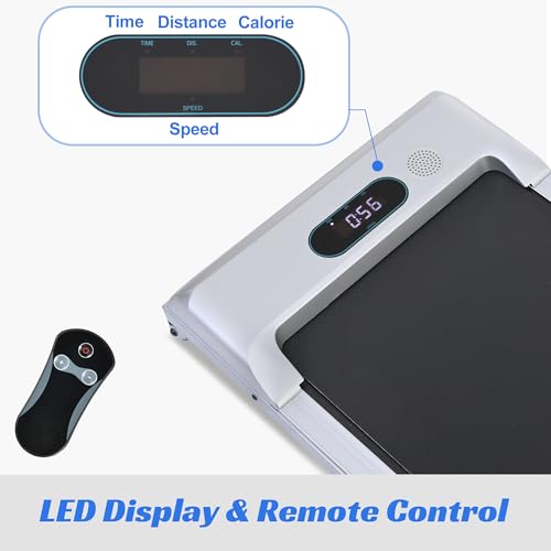 Image of 2 in 1 Under Desk Electric Treadmill 2.5HP, Remote Control, Display, Walking Jogging Running Machine Fitness Equipment for Home Gym Office EX346