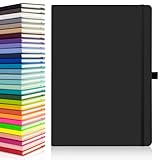 Notes London Eco A4 Notebook with Lined Pages, Pen Loop, Ribbon, Date Marks and Paper Pocket, Pocket Hardback Journal, Note, sustainably sourced Paper (Black) - Image 1