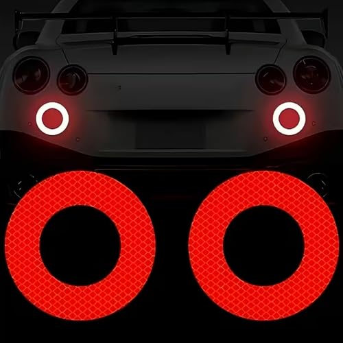 Image of Car Reflective Safety Stickers for Cars & Bikes, Side Fender Bumper, Night Visibility Warning Tape Waterproof High Intensity Reflector Decal Universal Fit (Set of 2, Red)