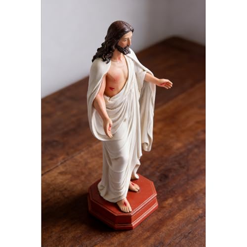 Estatua Resurrección de Cristo Católica 8 pulg Resina Pintada miniatura 3