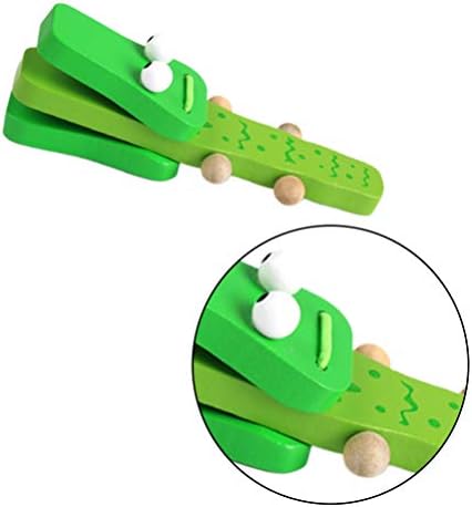 NUOBESTY Castanet Clapper Wooden Toys, Crocodile Wooden Musical Percussion Castanets Wood Clacker Lovely Clapper Educational Toy for Baby Early Learning 2Pcs (Green)