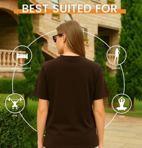 Image of SLEEPY NUTS Women's Plain Round Neck Regular Fit Half Sleeve Cotton T Shirt