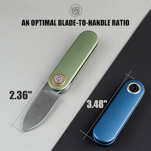 Image of Vosteed Corgi V Pocket Knife - 2.36 inch 14C28N Stonewash Blade - Patented Vanchor Lock, Green Aluminum Handle - EDC Knife Hiking Folding Knife - A3702