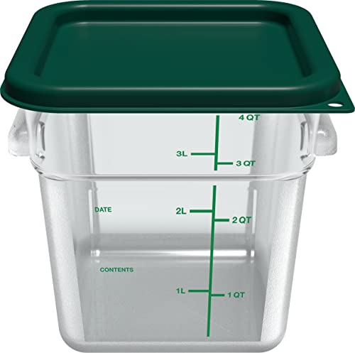 Image of Carlisle FoodService Products Squares Square Food Storage Container Lid with Stackable Design for Catering, Buffets, Restaurants, Proprietary Blend, 2 To 4 Quarts, Forest Green