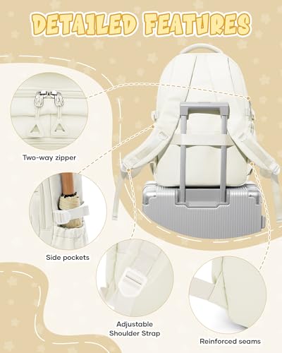 Simple Backpack for School Waterproof Backpack for Women Men Cute Casual Daypacks Lightweight Backpacks High School Bookbag for Teens Girls Boys(Beige)4