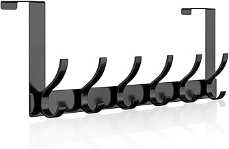 Over Door Hook, Heavy Duty Stainless Steel Over Door Hanger with Rust Resistant Finish - 12 Hooks, Space Saving Over Door Organizer Rack for Hanging Coat, Towel, Bag, Bearing Weight 20kg