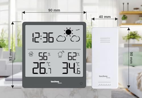 techno line WS9138 moderne, kleine Wetterstattion mit Wettervorhersage und Wettertendenz, Innen- und Außentemperatur, HIntergrundbeleuchtung, klares LCD Display ohne verschwimmen der Anzeige