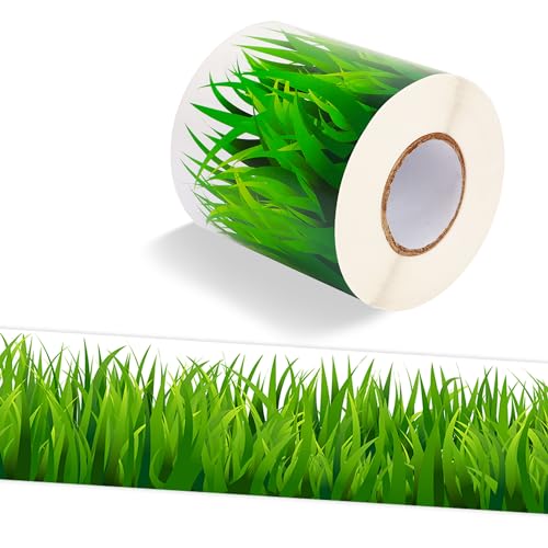 Wonmon Green Grass Bulletin Board Border, Self-Adhesive Spring Grass Border Trim for Spring Easter Back to School Classroom Bulletin Board Home Office Wall Decorations, 65.6 ft