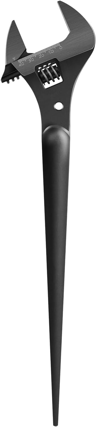 LAIKOU 3239 Extra Wide Adjustable Wrench 16 Inch Construction Spud Wrench for Up to 1-5/8 Inch Nuts and Bolts with Tether Hole, Heavy Duty Multi Tool for Mechanics and DIY (Black Oxide)