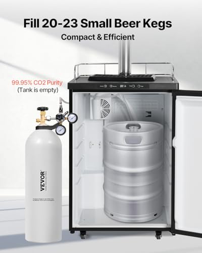 Image of VEVOR CO2 Tank, 20 lbs New Aluminum Alloy Cylinder, CO2 Air Tank with Light Spray Coating, CGA320 Valve, Handle, Built-in Purple Copper Siphon, DOT Approved Cylinder for Draft Beer Dispensing