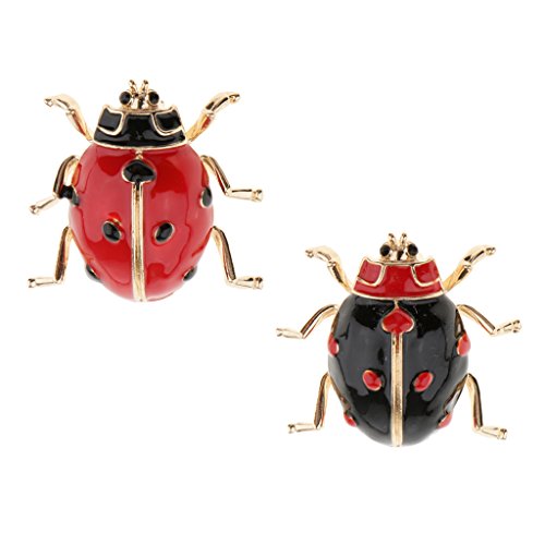 Non-brand Lot de 2 broches coccinelles en émail pour homme et femme, émail