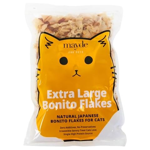 Mayde Bonito Flakes for Cats & Dogs, All-Natural High-Protein Treats, Extra Large 4oz Bag Cover