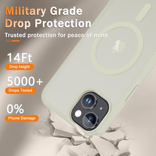Image of for iPhone 15 Plus Case, iPhone 14 Plus Case, Matte Magnetic Phone Cover with 1 Screen Protector [Support for MagSafe] [Shockproof Military Grade Protection] Translucent Frosted Back, Cream White