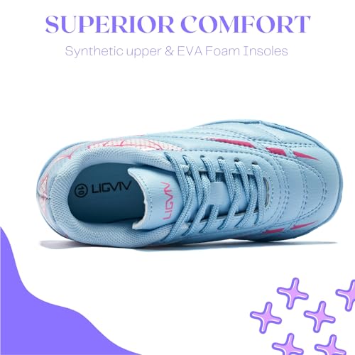 Girls Soccer Cleats for Toddler and Little Kids - Turf Lace Up Soccer Shoes - TF Outsoles for Flat Indoor and Artificial Turf3