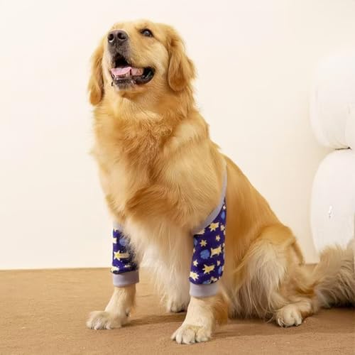 Image of Dog Elbow Braces, Small, Medium, and Large Dog Shoulder Braces with mesh Pads, Dog Elbow Braces are Used to aid Wound Healing and Prevent Licking (Blue, 65-75 pounds)