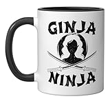 Ginja Ninja Irish Kunai Shuriken Ginger Redhead Irish Ceramic Mug, Black/White